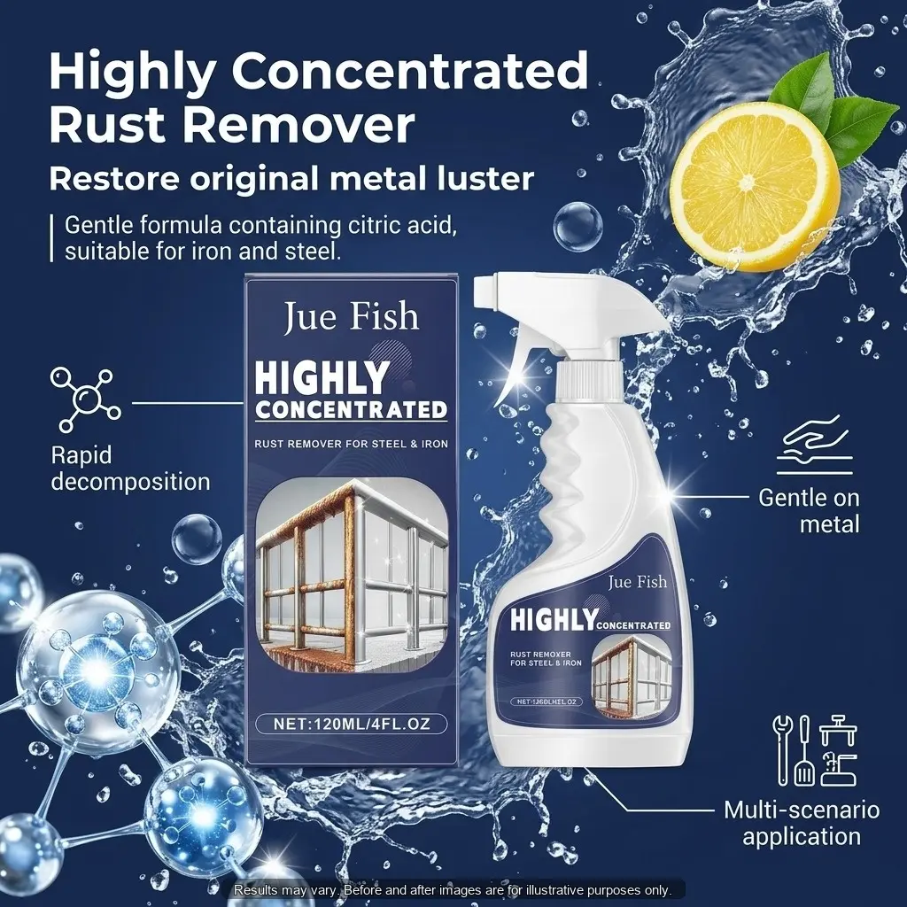 Multi-Purpose Rust Remover Spray, Fast-Acting Iron Remover & Metal Cleaner for Cars, Kitchenware, Tools, Wheels, Motorcycles, RVs & Boats. Helps Remove Rust, Restore Metal Surfaces & Leave a Clean Finish