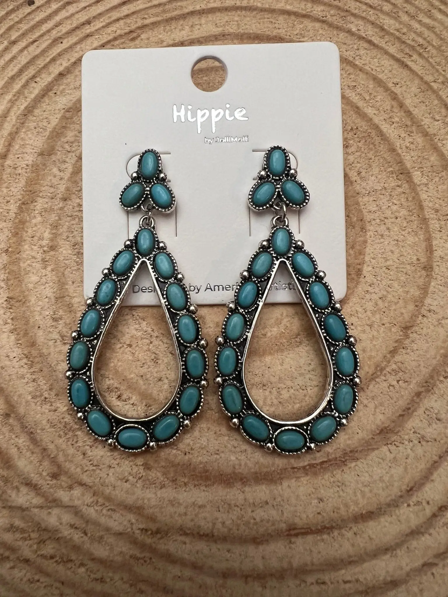 Western Teardrop Faux Turquoise Earrings — Everyday 2½" Drop