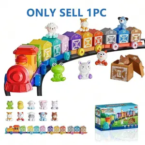 Farm Theme Number Train Toy, Number Counting Blocks, Math Learning Blocks, Math Learning Tools, Animal Figures, Fine Motor Skills & Color Recognition, Montessori Early Education, Safe Play for Kids over 3 Years
