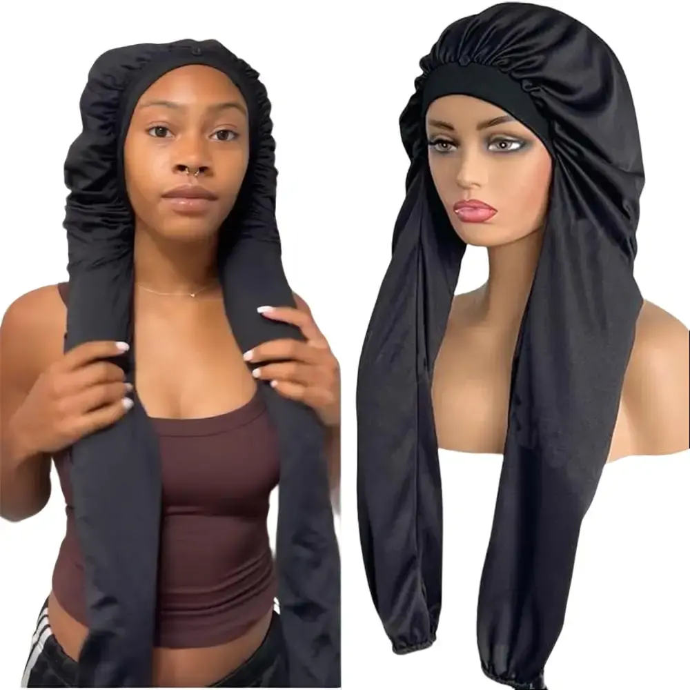 2-in-1 Satin Hair Bonnet for Long Braids - Smooth, Lightweight, Breathable, Adjustable Elastic Haircare Accessory with Friction Reduction, UV Shield & Hair Pantyhose Compatibility, Heatless