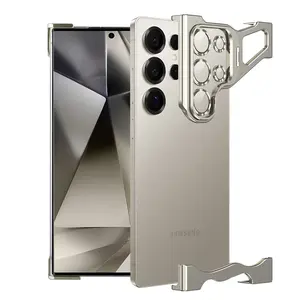 ISEMENA Fit for Samsung Galaxy S25 Ultra S24 S23 Frameless Case-Full Metal Body-Borderless Minimalist Design-Full Lens Protector-Ultra Thin-Slim Lightweight-Shockproof Bumper Case for Women Men