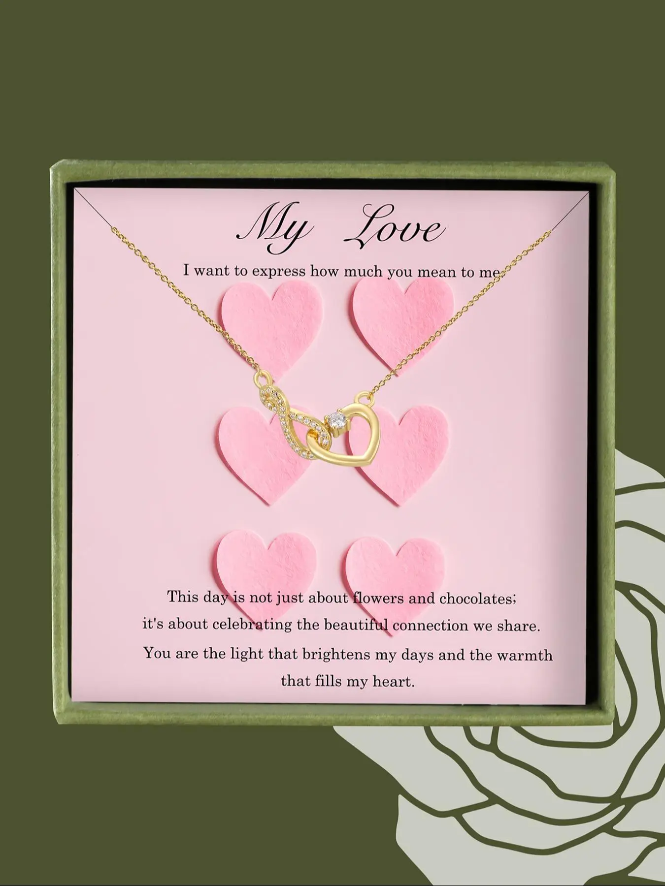 Women's Elegant Infinity Symbol & Heart Design Pendant Necklace, Exquisite Trendy Artificial Zircon Decor Pendant Necklace, Chic Jewelry As Gift for Girlfriend