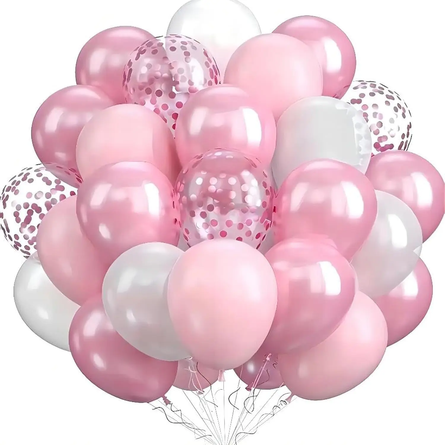 60-Piece Light Pink & Metallic Pink Balloon Set for Baby Showers, Birthdays & Princess Parties