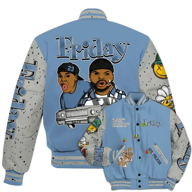 University Blue 4s Match Varsity Jacket, Baseball Varsity Jacket, Sporty Streetwear Look, Everyday Casual Jacket