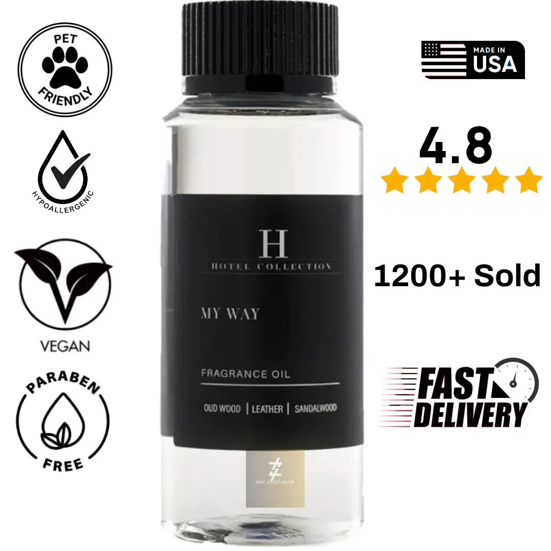 Hotel Collection My Way Essential Oil Scent - Luxury Hotel Inspired Aromatherapy Scent Diffuser Oil - Lush Sandalwood, Warm Virginia Cedar, and Beautiful Iris - Vegan, Hypoallergenic, Paraben-Free - 120mL Fragrance Freshener Scented Bottle Perfume Aromath
