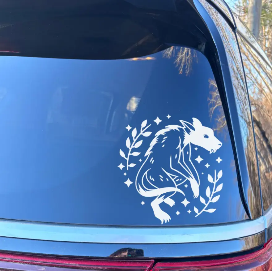 Majestic Cryptid Werewolf Vinyl Car Decal – Spooky Halloween Sticker for Cars, Laptops, Tumblers, Bumpers & Gothic Accessories