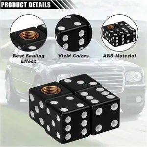 4PCS Dice Tire Valve Stem Caps, Universal Tire Valve Stem Covers, Corrosion Resistant Leakproof Tire Air Cap Set, Wheel Stem Tyre Air Valve Dustproof Cap for Cars, SUV, Trucks, Motorcycles