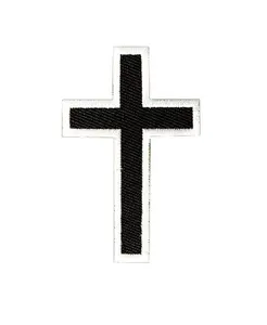 Christian Cross patch embroidered  White Black and Black Biker