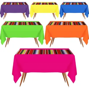 Mexican fiesta tablecloth 54 x 108 party plastic tablecloth striped table cover for mexican fiesta party decorationspure with stripe 6 pcs