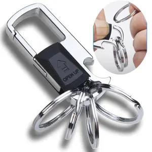 Keychain with 4 Key Rings & Bottle Opener - Multifunction Heavy Duty Key Chain Ring Clip Holder for Home Car Keys