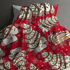 Red Christmas Tree Cakes Blanket Holiday Winter Blanket Cozy Christmas Gift Blanket Christmas Home Decor Decoration Xmas Gifts Throw Blanket