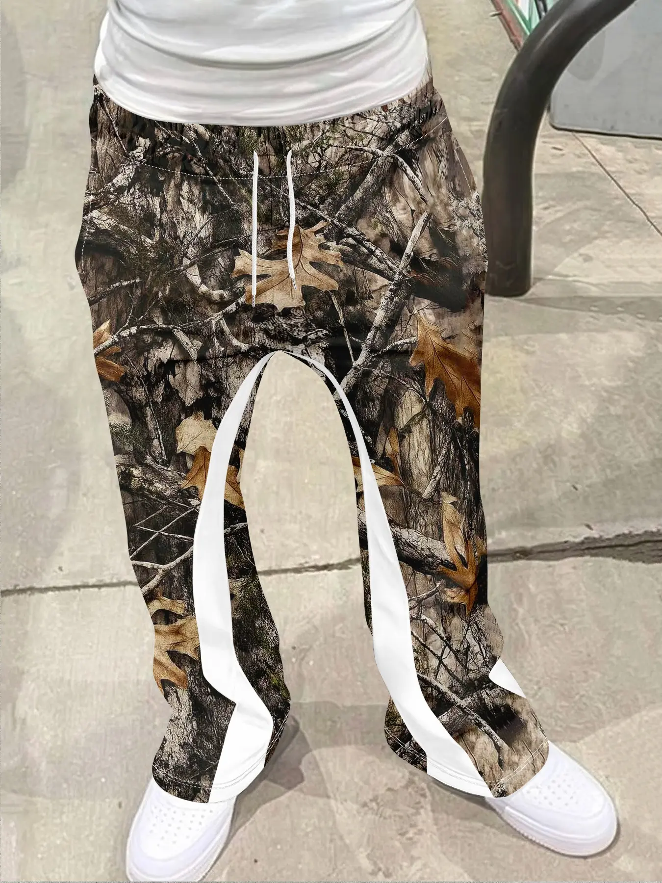 Men's Loose Fit 3D Forest Camo Camouflage Print Flared Bell Bottoms, Casual Sporty Streetwear Pants, Casual Street Style, Hip Hop Vintage Long Pants for All Seasons, Casual Fashion Loose