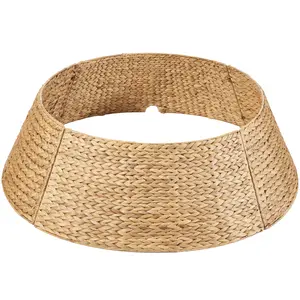 Best Choice Products 24in Woven Hyacinth Christmas Tree Collar, Tree Skirt Accessory w/ Cord Cut-Out