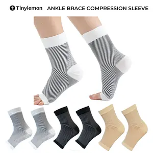 Tinylemon 2 Pack Ankle Brace Compression Sleeve 8-15 mmHg Open Toe Сompression Socks Women&Men for Swelling,Plantar Fasciitis Edema Relief Injury Support