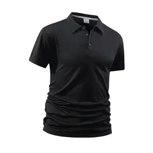 Men’s Summer Turn-Down Collar Short-Sleeve Polo Shirt, Quick-Dry Breathable Ice Silk Fabric, Stiffening Wrinkle-Resistant Finish, Suitable for Business Commuting, Everyday Casual Wear, Sports & Fitness