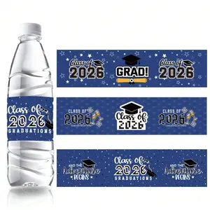 24pcs/set Graduation Party Mineral Water Bottle Stickers 2026 Diploma Cap Decorative Water Bottle Stickers, Gift Packaging Labels, Self Adhesive Stickers, Graphic Decal, Sticker Sheets