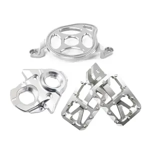 Clean Silver Set CNC Aluminum Alloy Foot Pegs Motor Cover Ignition Key Switch Cover for Surron Light Bee X S Pedals for Segway X160/X260 Footpegs Sets Ebike Suron Modified Update Accessories Parts Engine Case Key Set Lock Cylinder Ring Trim