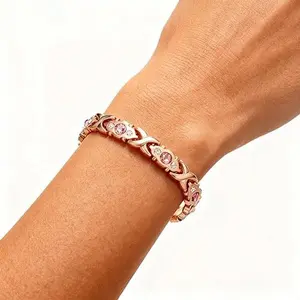 Energy magnet bracelet, eco-friendly alloy with diamonds, adjustable ladies' wristband，Valentine's Day gift, Christmas gift beautiful