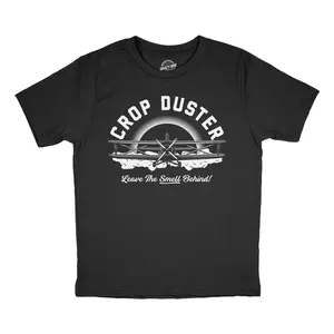 Youth Funny T Shirts Crop Duster Airplane Leave The Smell Behind Sarcastic Fart Joke Graphic Novelty Tee for Kids Funny T Shirts Funny Adult Humor Short Sleeve Novelty Tees for Kids Black -