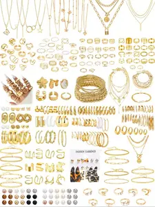 35/42/62/68/86 Pieces Elegant Vintage Fashion Matching Jewelry Set, Featuring Layered Y-Shaped Necklace, Earrings, Rings, Bracelets, Unique Floral & Geometric Designs for Everyday & Party Wear