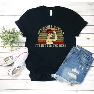 Women's Short-Sleeve Cotton Knit Sporty Sports Top - Round Neck, Comfortable Fit, Casual Streetwear, Funny Graphic Menopause Apparel, Thoughtful Gift for Women, Sporty Sports Tops