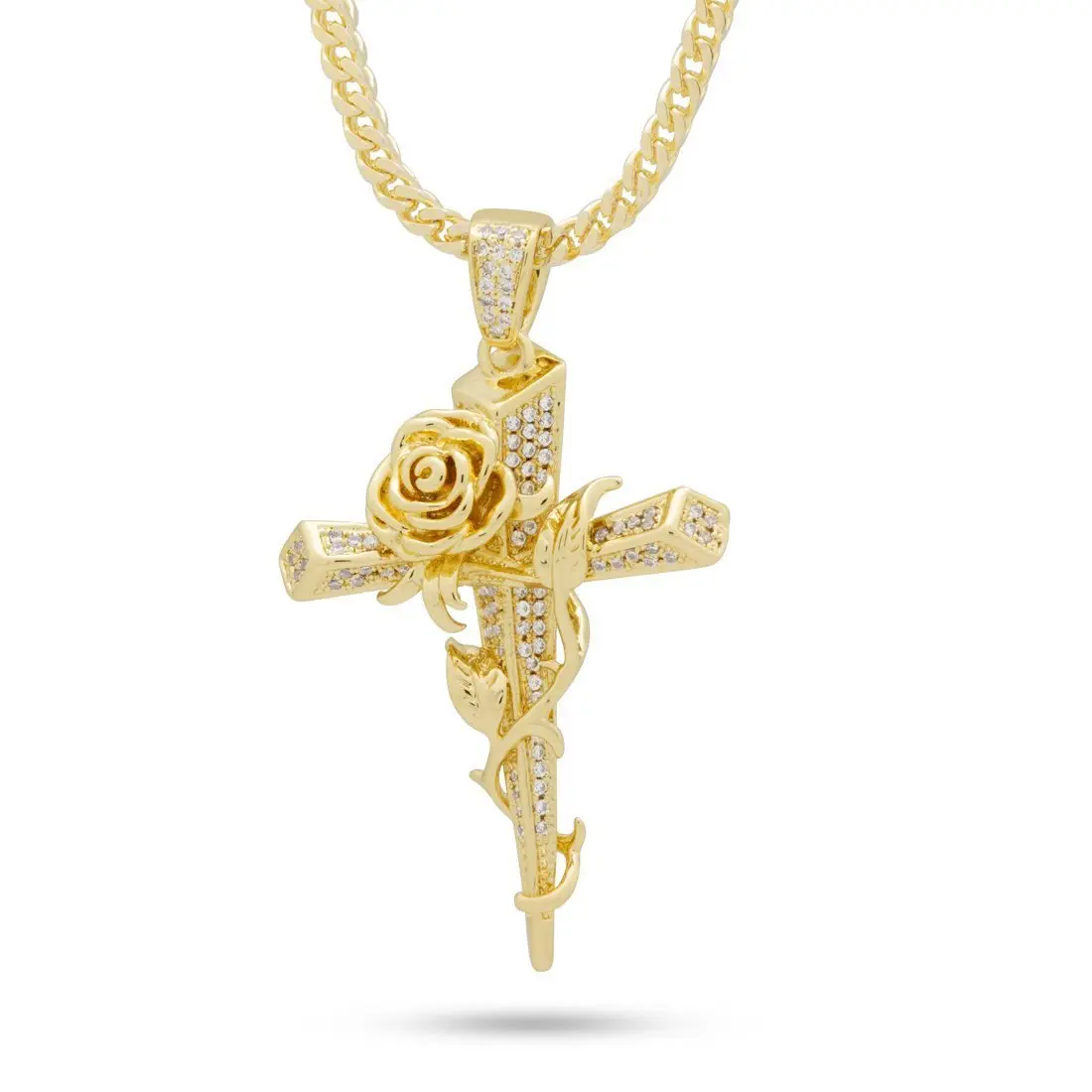 Rose Thorned Cross Necklace