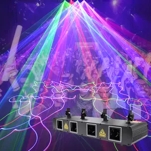 Disco laser lights, DJ stage lights, four beam laser spotlights, DMX512 music voice controlled laser stage lights, laser scanning projectors for shopping malls, restaurants, hotels, bars, Christmas, Halloween, Easter, Animation Effects Wave Effect