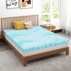 Mattress Topper, 4 Inch Queen Size Gel Memory Foam Bed Topper, Pressure Relief, CertiPUR-US Certified, Light Blue