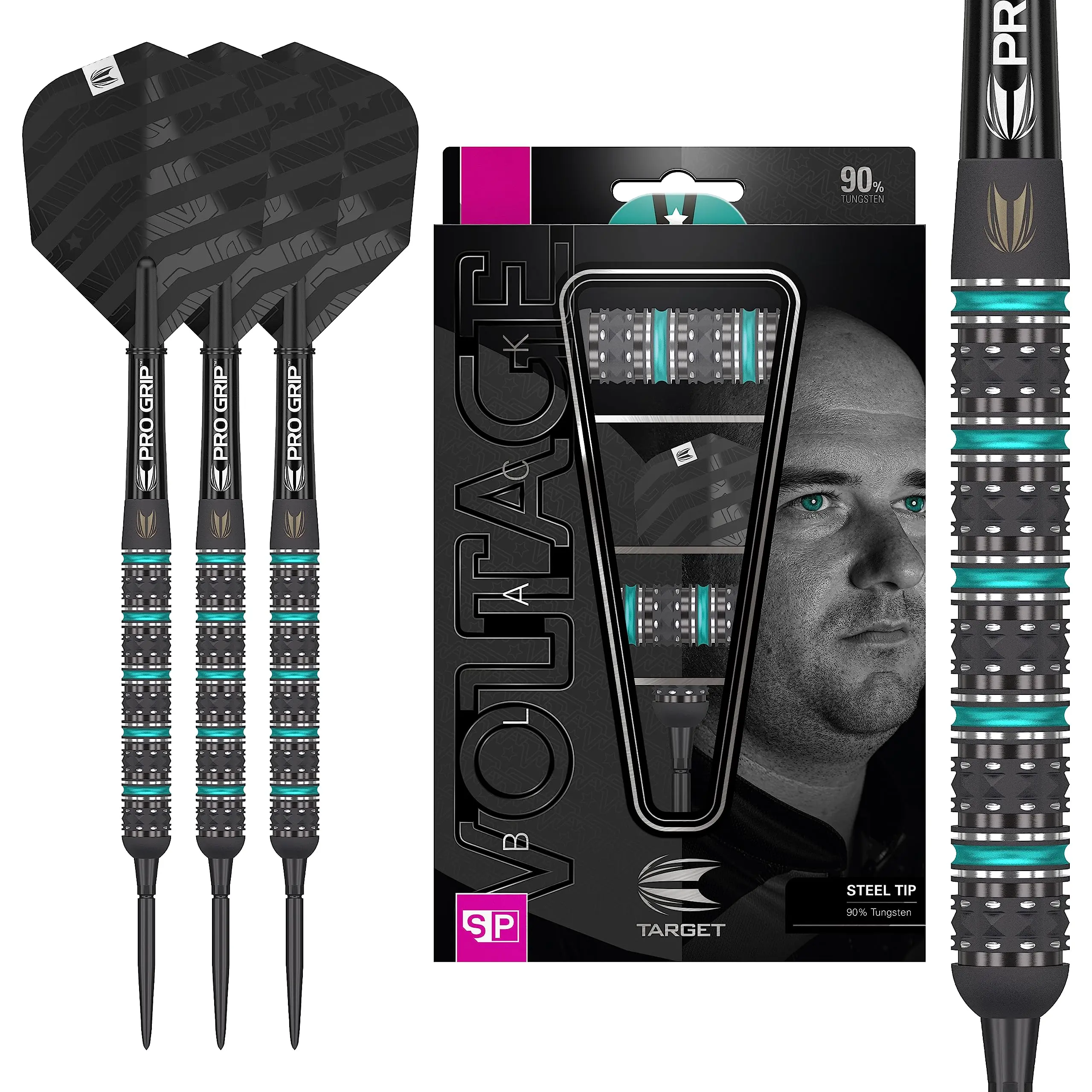 Target Darts Rob Cross Black Edition 22G 90% Tungsten Swiss Point Steel Tip Darts Set