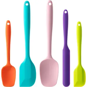 Silicone Spatula Set, 5 Piece Food Grade Rubber Spatulas for Baking, Cooking, and Mixing High Heat Resistant Non Stick Dishwasher Safe BPA-Free (Multicolor)
