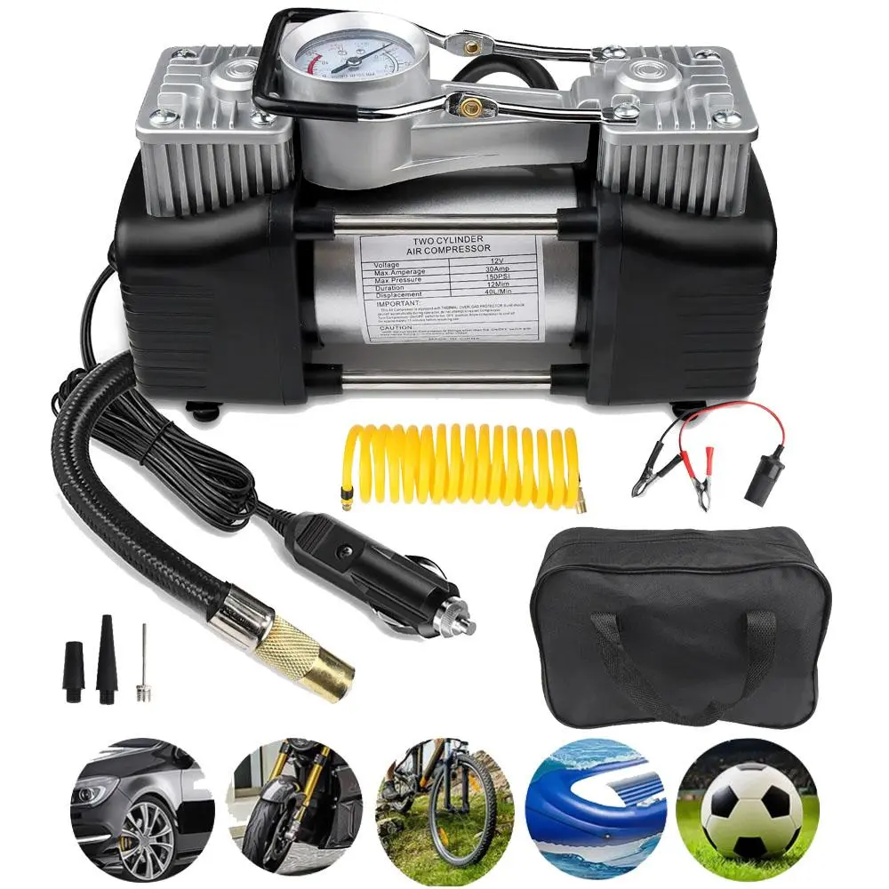 DIY & Fleet Essential Portable Air Compressor｜150PSI Max High‑Flow Inflator, Durable Metal Cylinder, Plug‑and‑Play for Trucks, 4WD and Outdoor Adventure Use