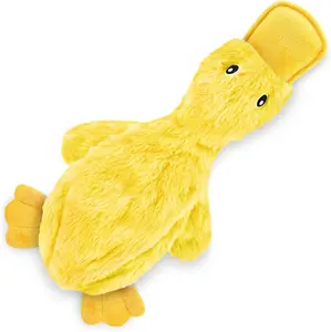 Best Pet Supplies Crinkle Toy for Small, Medium, and Large Breeds, Cute No Stuffing Duck with Soft Squeaker, Fun for Indoor Puppies and Senior Pups,