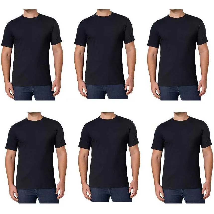 Kirkland Signature Men's Crew Neck Tee 100% Combed Heavyweight Cotton T-Shirts (Pack of 6)
