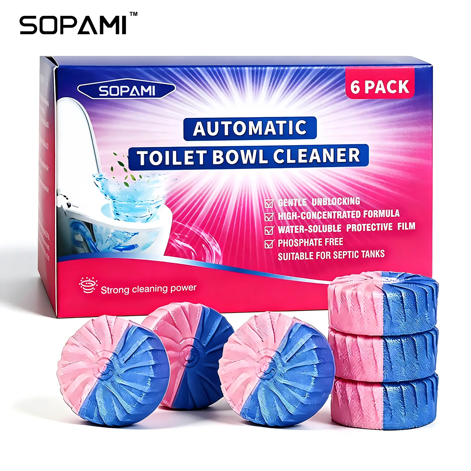 SOPAMI Dual-Color Toilet Bowl Cleaner - 2-in-1 Clean & Deodorize SOPAMI Dual-Color Toilet Bowl Cleaner - 2-in-1 Clean & Deodorize