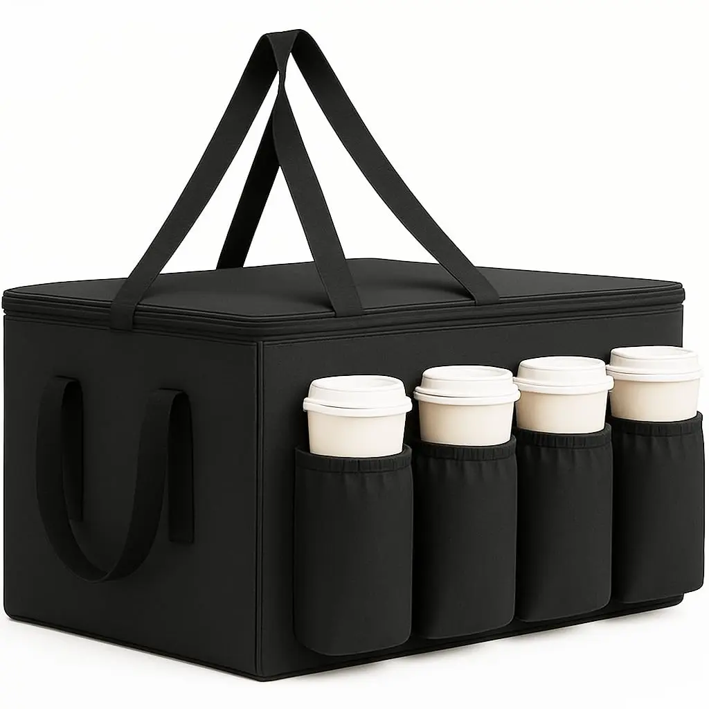 Catering Bag for doordash uber eats 22x14x13 Insulated  Delivery Bag with Cup Holders/Drink Carriers  XXL, Beverages, Grocery, Pizza, Commercial Quality Hot and Cold hot Boxes