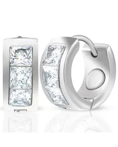 MagnetRX Crystal Magnetic Therapy Earrings for Women (Silver), Stainless Steel CZ Stones Earrings