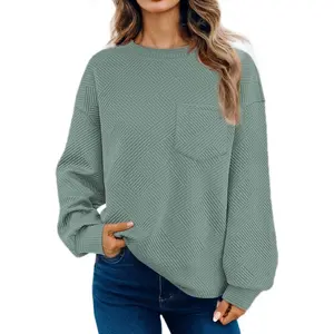Dokotoo Womens Sweatshirt 2026 Casual Lightweight Soft Crew Neck Loose Tops with Pocket