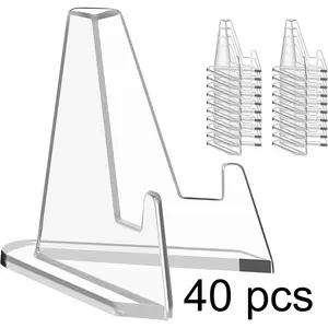 40 Pcs Transparent Acrylic Display Stand Set - Small Base Stand, Suitable for Collecting Challenge Coins, Medals, Rating Cards, Sports Cards, Trading Cards, Home, Office, Window Display