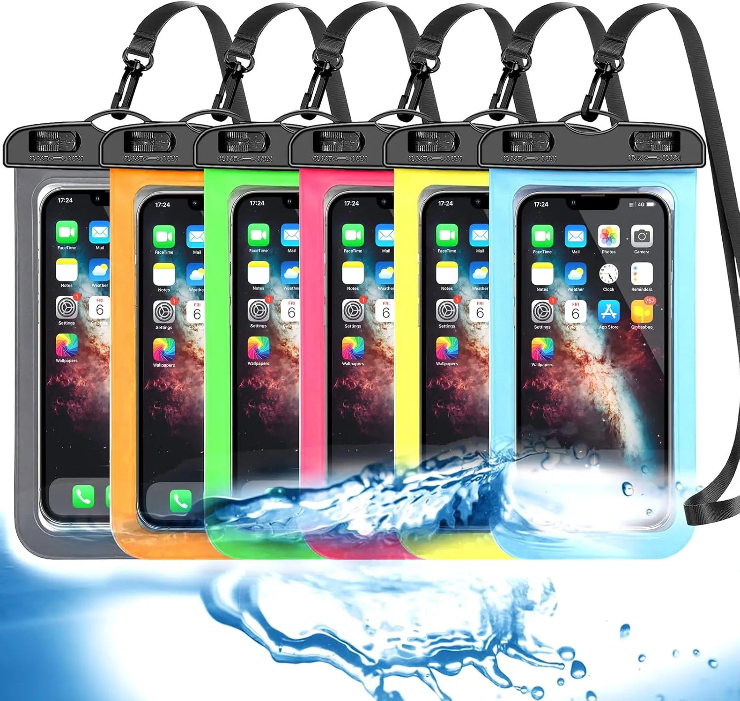 Up to 8.3" 6 Pack Multicolor Universal Waterproof Phone Pouch, Phone Waterproof Case Dry Bag,Protection Level: IP68,Outdoor Sports for Apple iPhone,Samsung,and More