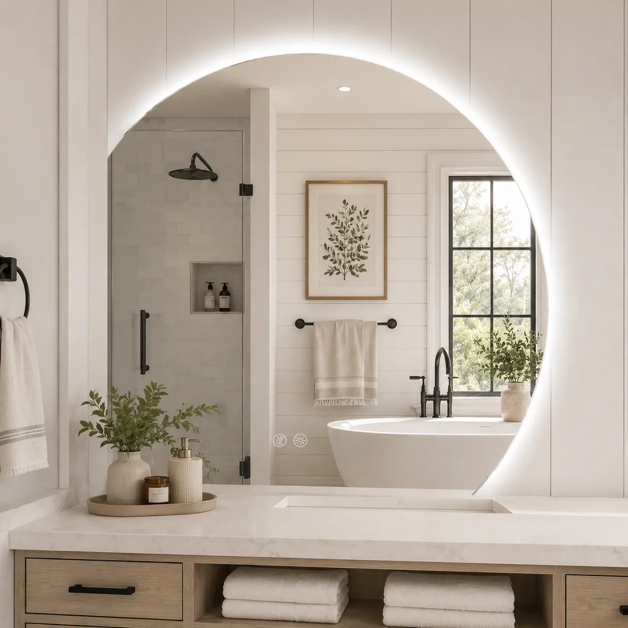 32" Aesthetic Arch LED Bathroom Mirror, Anti-Fog, Dimmable Home Improvement Bathroom Fixture