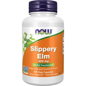 NOW Supplements Slippery Elm (Ulmus rubra) 400 mg Natural Healthcare Dietary Herbal Supplement, 100 Veg Capsules