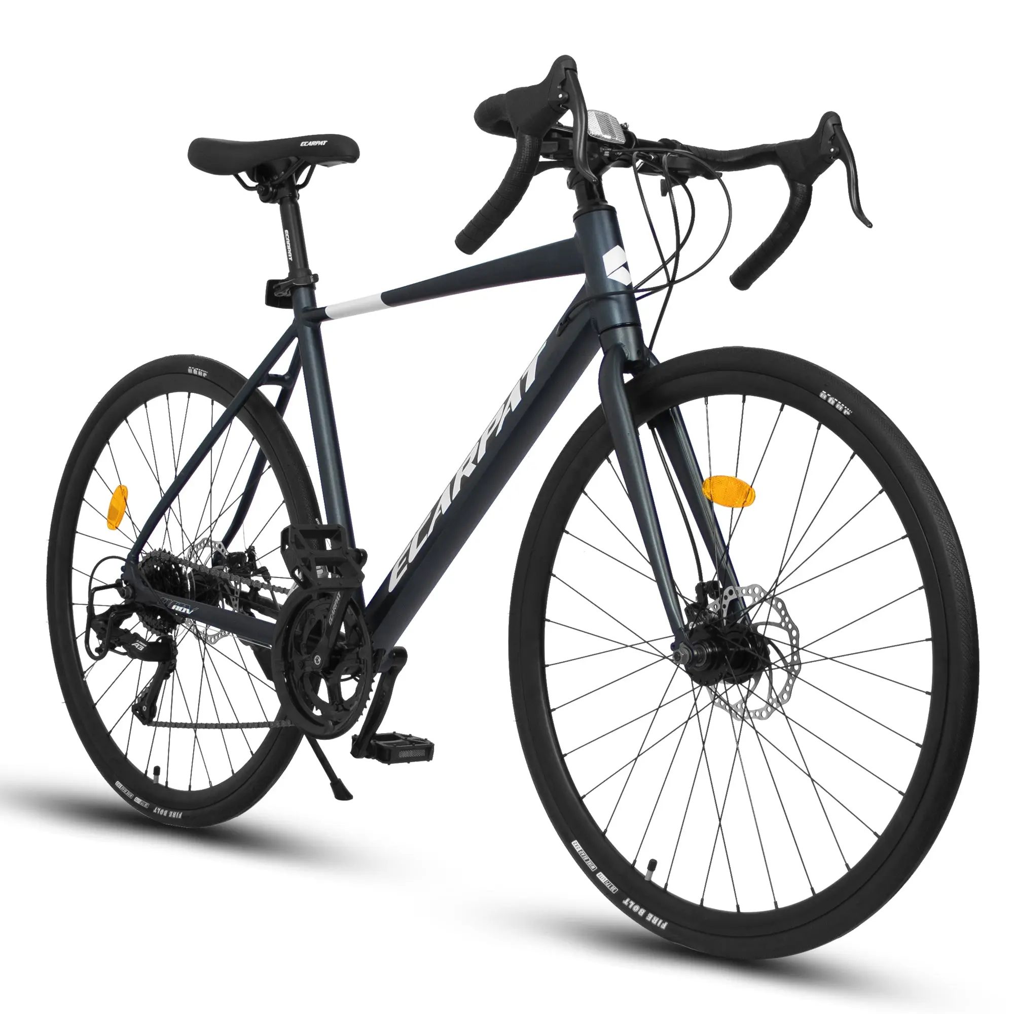 700c Aluminum Road Bike with Aerodynamic Geometry, 16-Speed Drivetrain and Dual Disc Brakes for Unisex Fitness, Commuting, and Road Cycling, Fast Acceleration, Adjustable