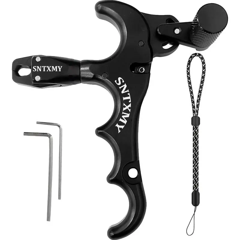 High-Precision 4-Finger Archery Thumb Release, 360° Rotating Colorful Aluminum Trigger, Professional Compound Bow Assist Device for Archery Competition,archery release,compound bow accessories,compound bow release,archery accessories