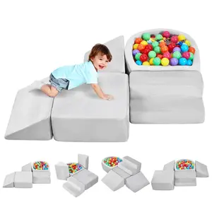 Climbing Toys, 5-Piece Set, Foam Climbing Blocks for Toddlers 6 Months to 3 Years, Baby Climbing Blocks with Ball Pit (Balls Not Included), Indoor Climb and Crawl Activity Playset for Crawling