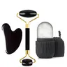 3 Piece Ice Roller Facial Care Spa Gift Set, Face Massage Tool Kit, Gua Sha Scrubber, Lifting and Sculpting Rollers for Skin Tightening