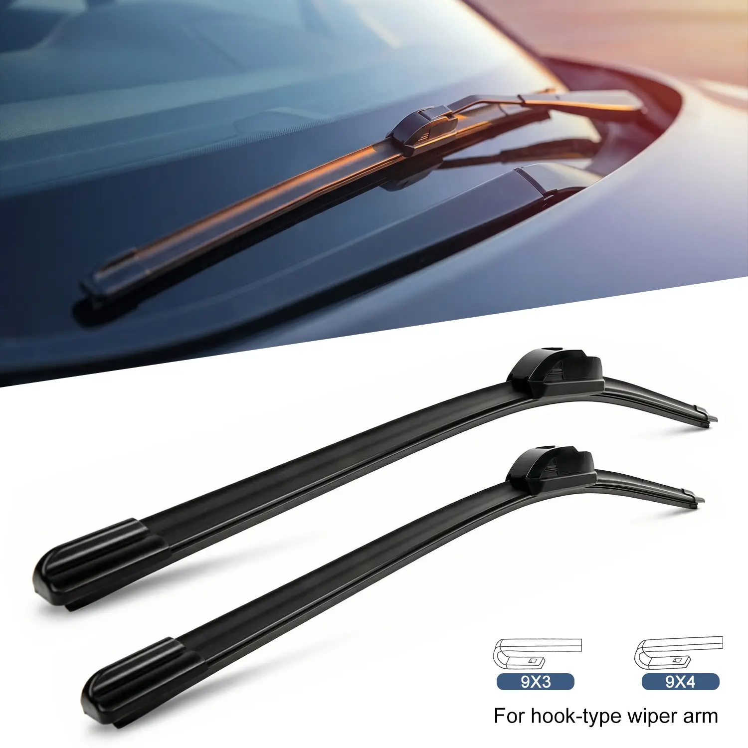Windshield Wiper Blades 22"+22" 22"+20" for J-Hook Wiper Arm,Vehicle Wipers,0 Noise, 100% Streak-Free, Easy Install, Weatherproof Durable Automotive Replacement Car Parts Accessories