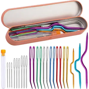 Large-Eye Blunt Bent Tapestry Darning Yarn Needles with Knitting Cable Needles Storage Box for Knitting Crocheting
