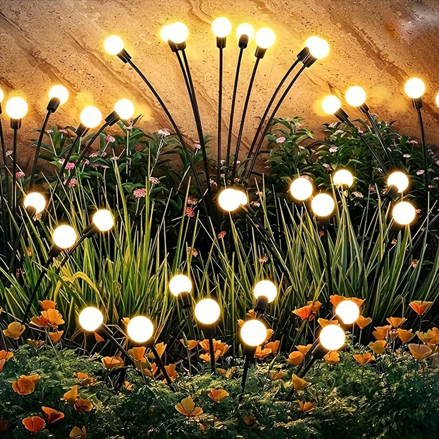 Solar Firefly Lights Magical Glowing Outdoor Solar Garden Lights 6/8/10 LEDs Available Perfect for Outdoor Gardens Patios Pathway Decorations and Christmas Gifts, Solar Landscape Lights, Outdoor Lights Lamps