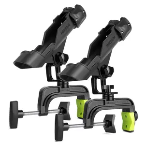 Hikeen Fishing Rod Holders for Boat, Upgraded Fishing Pole Holders with Enlarge Clamp for Most Rod, Adjustable Fishing Rod Rack Fit Round/Square Tubes Aluminum Alloy