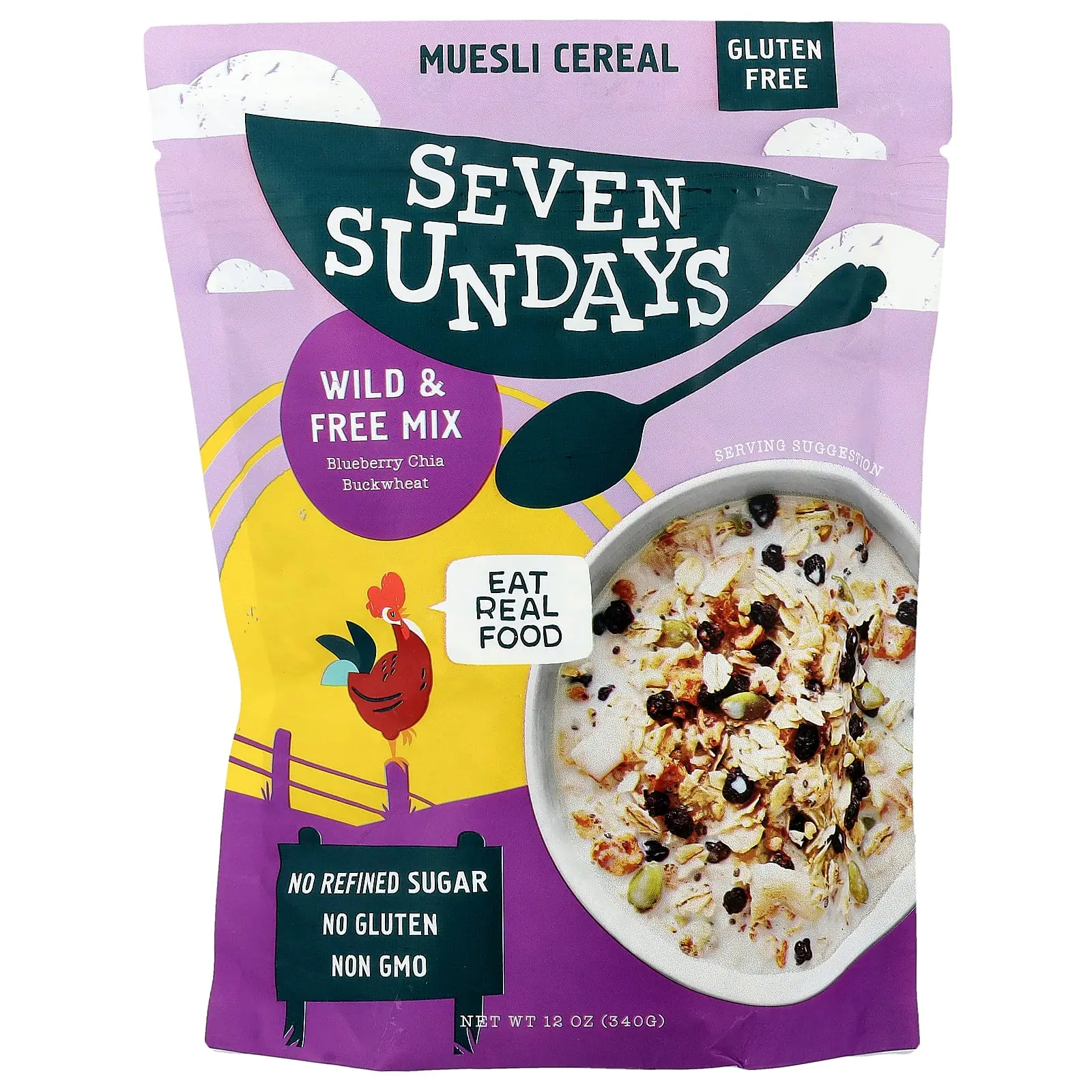 Seven Sundays Muesli Cereal, Wild & Free Mix, Blueberry Chia Buckwheat, 12 oz (340 g)